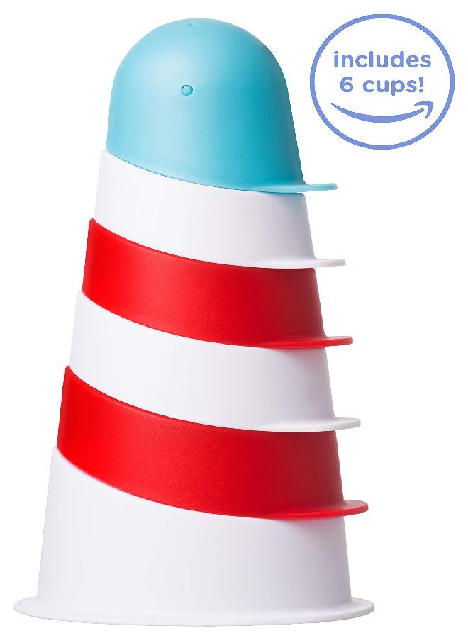 Ubbi Lighthouse Stacking Cups Bath Toys, Includes 6 Cups, Toddler Bathtub Toys, Dishwasher Safe Toddler Toys - Image 2