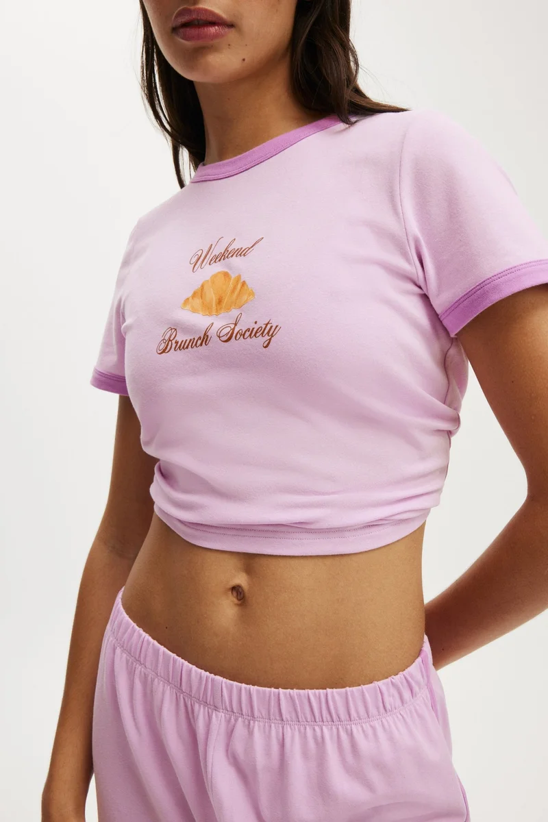 بودي تي شيرت أطفال ناعم حالم بياقة متباينة