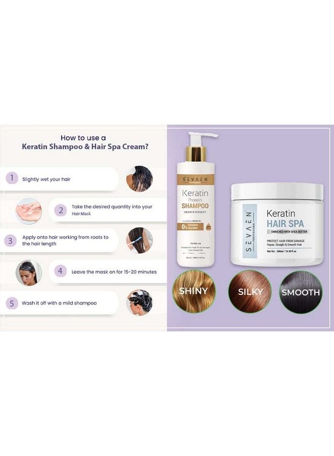 SEVAEN Keratin Shampoo And Hair Spa Cream For Hair Dry&Damage Repair And Strengthening&Smoothing Hair With Deep Conditioning Treatment - Image 3