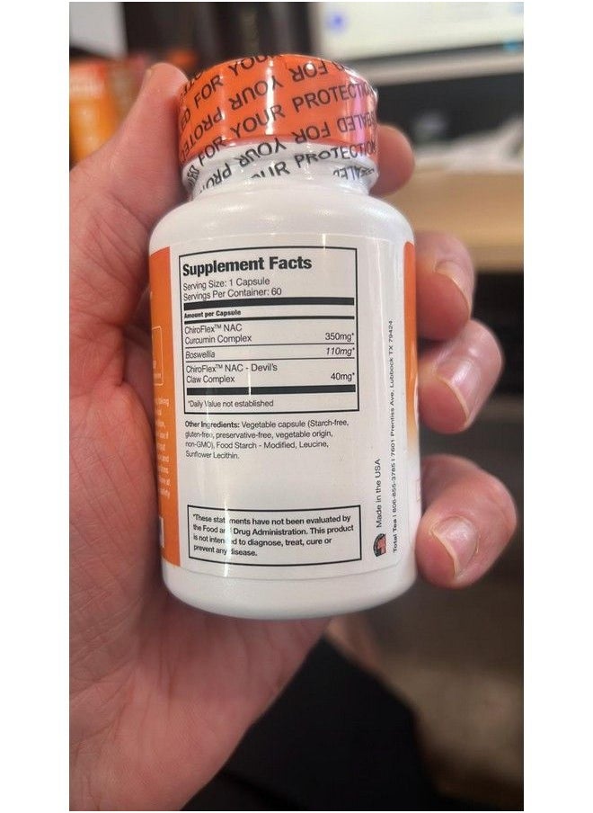 Total Tea - Chiroflex Turmeric Curcumin Advanced Capsules 2X Joint Support Supplement With 95% Standardized Curcuminoids (60 Caps) - Image 1