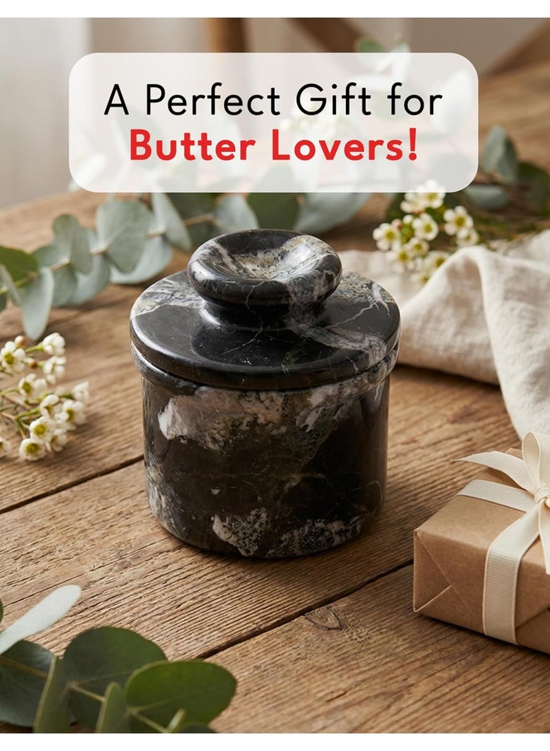 RADICALn Handmade Black Zebra Marble Butter Keeper 4.25 Inch French Butter Dish with Lid Water Butter Crock Kitchen Countertop Butter Container Home Gift - Image 5