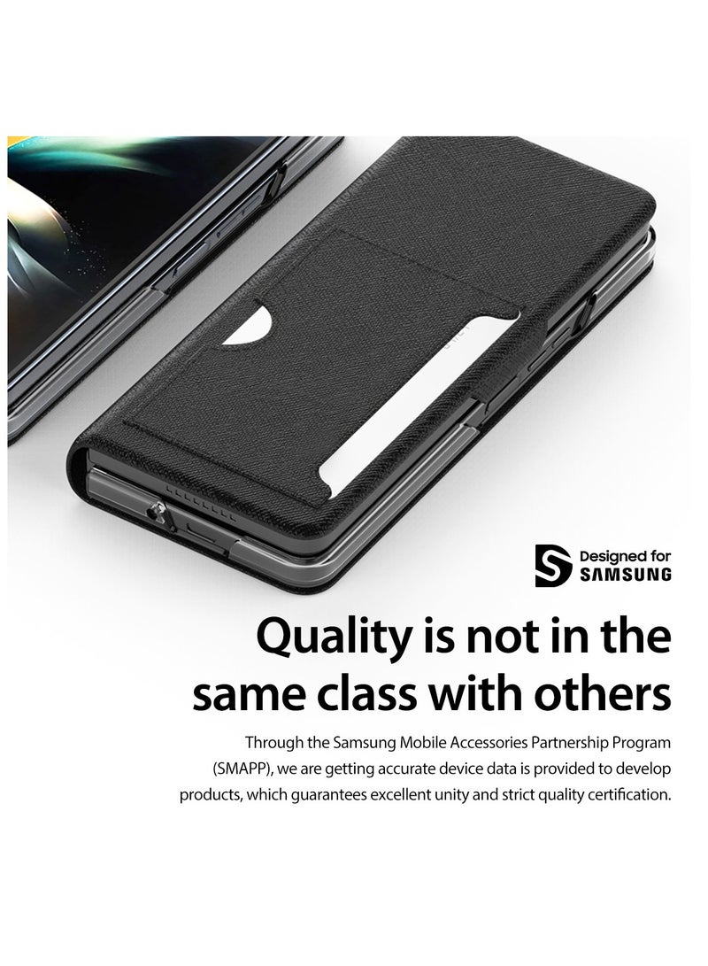 araree araree Bonnet Diary for Samsung Galaxy Z Fold4 5G, Slim Phone Case Thin Anti-Scratch Design Protective Bonnet Diary for Samsung Galaxy Z Fold 4 5G - Black - Image 2