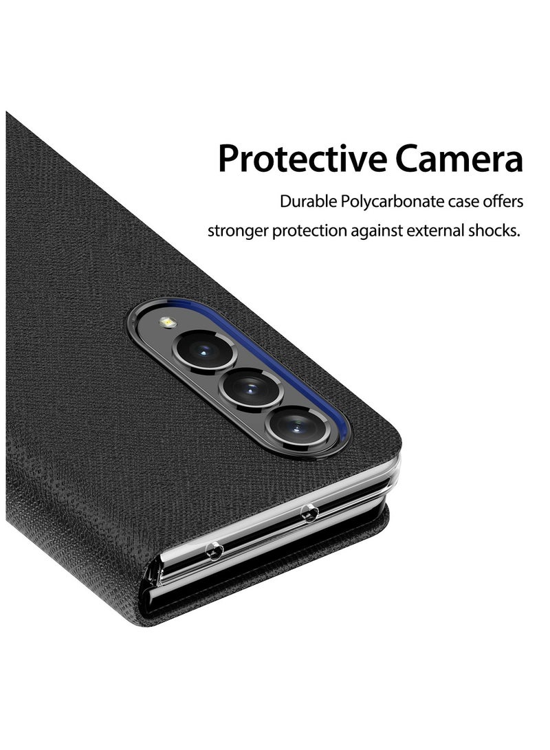 araree araree Bonnet Diary for Samsung Galaxy Z Fold4 5G, Slim Phone Case Thin Anti-Scratch Design Protective Bonnet Diary for Samsung Galaxy Z Fold 4 5G - Black - Image 3