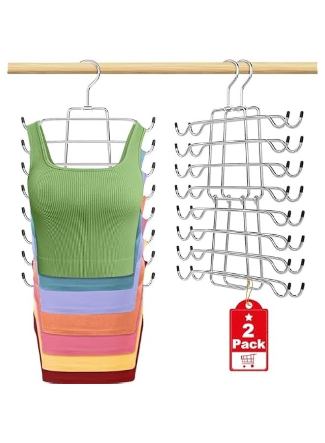TRASSLE 2 Pack Tank Top Hanger, Space Saving Bra Hanger, Non-Slip Hanging Sport Bras Holder, Closet Organizers and Storage for Camisoles Tank Tops Bras Ties Swimsuits Strappy Dress  - Image 1