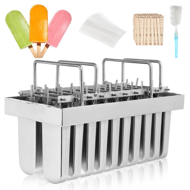 Dyna-Living DynaLiving Commercial Popsicle Molds 20PCS Round Heads without Slot Stainless Steel Popsicle Molds Metal Ice Cream Popsicle Mold with Lid Single Cup Capacity 108ml