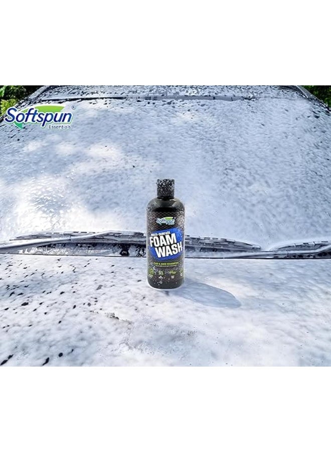 SOFTSPUN Microfiber 30x30cm 600gsm 1Pc Grey + 300mL Car & Bike Premium Liquid Shampoo Combo | Extra Suds, Removes Tough Dirt & Grime | pH Neutral | Works with Bucket & Foam Cannon - Image 2