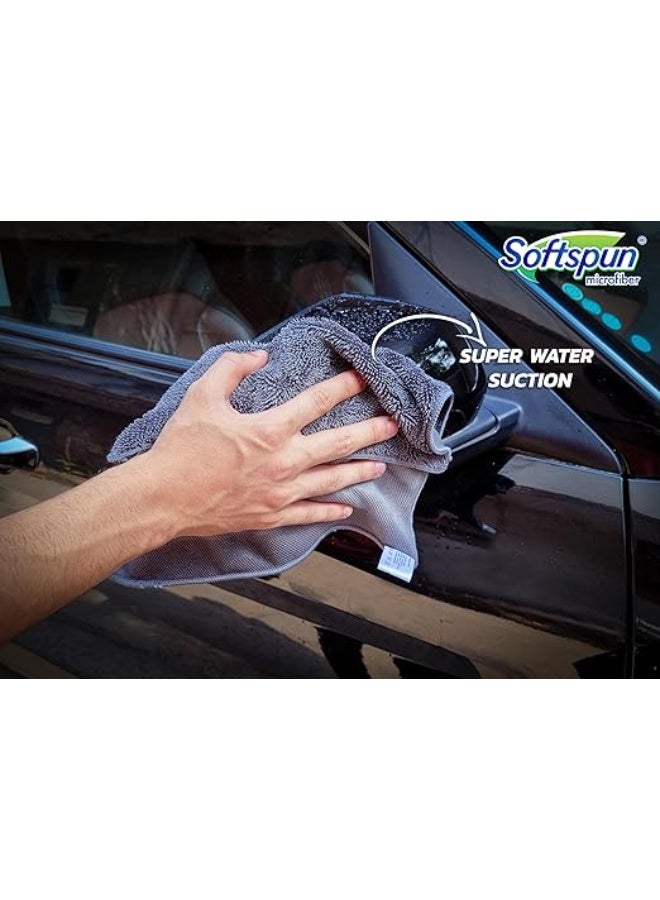 SOFTSPUN Microfiber 30x30cm 600gsm 1Pc Grey + 300mL Car & Bike Premium Liquid Shampoo Combo | Extra Suds, Removes Tough Dirt & Grime | pH Neutral | Works with Bucket & Foam Cannon - Image 4