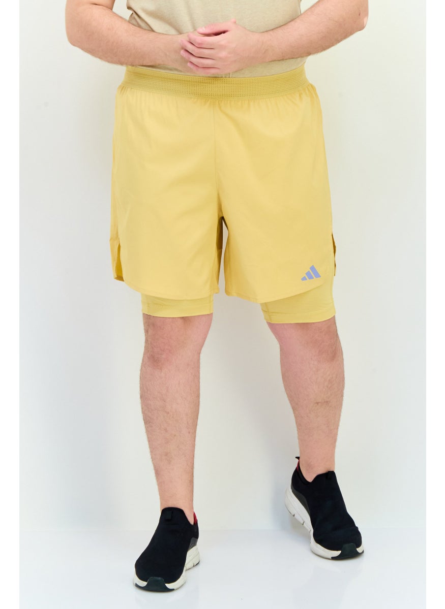 Adidas Men Sportswear Fit 7 Inseam 2 In 1 Training Shorts, Yellow  - Image 1