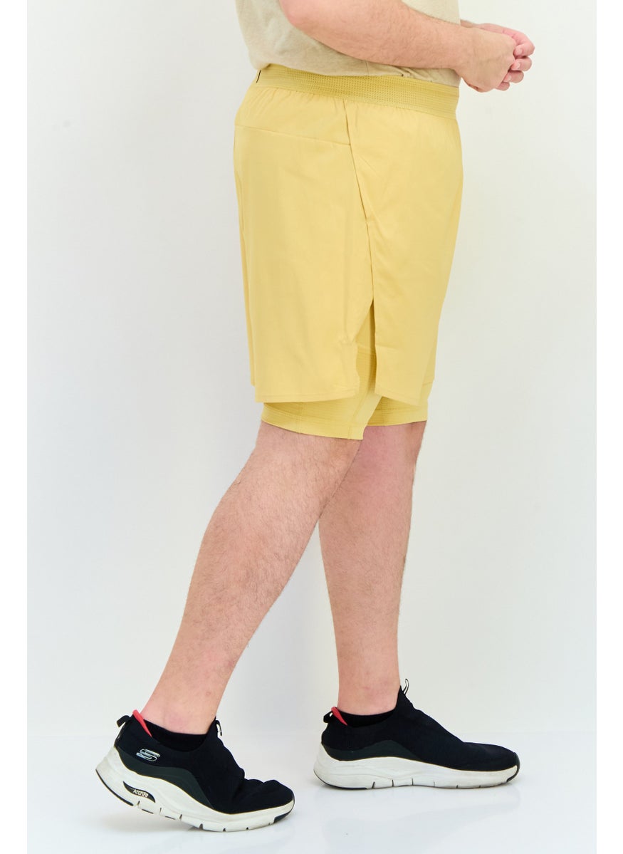 Adidas Men Sportswear Fit 7 Inseam 2 In 1 Training Shorts, Yellow  - Image 3