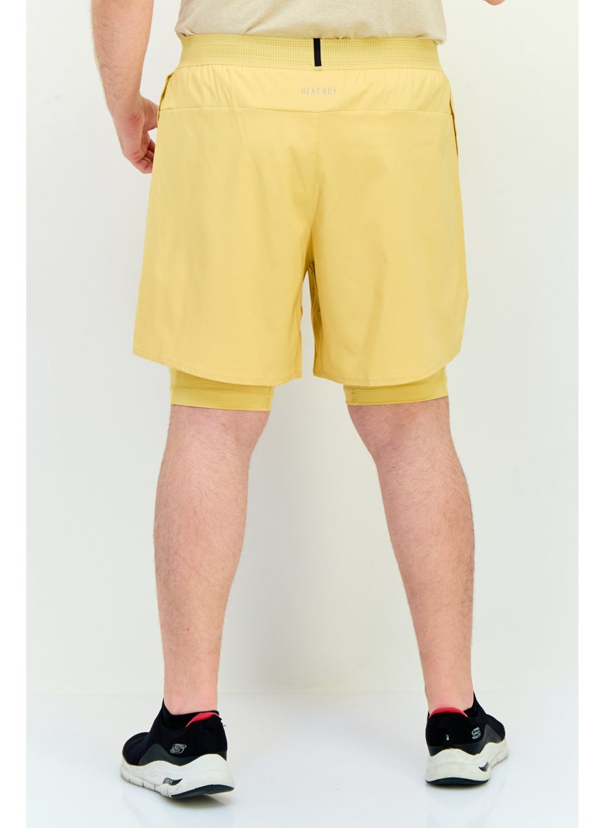 Adidas Men Sportswear Fit 7 Inseam 2 In 1 Training Shorts, Yellow  - Image 2