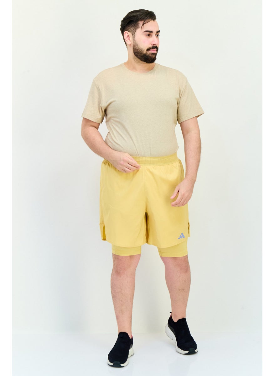 Adidas Men Sportswear Fit 7 Inseam 2 In 1 Training Shorts, Yellow  - Image 4
