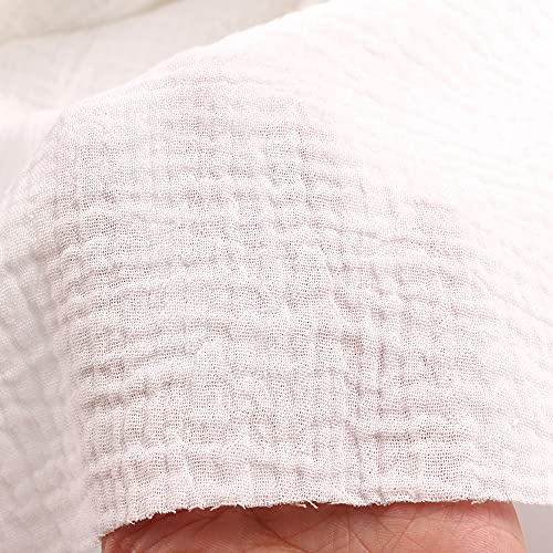 Zsedrut Wrinkle Gauze Cotton Material Quilting Sewing Craft Fabric Table Runners Decor Cloth for Party, Wedding Cheesecloth Kitchen Cooking (1 Yard, White) - Image 4