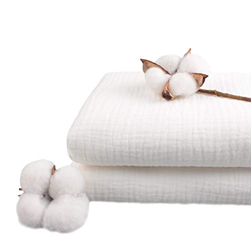 Zsedrut Wrinkle Gauze Cotton Material Quilting Sewing Craft Fabric Table Runners Decor Cloth for Party, Wedding Cheesecloth Kitchen Cooking (1 Yard, White) - Image 1