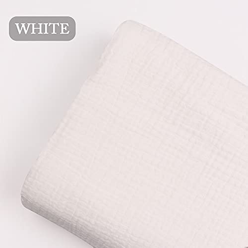 Zsedrut Wrinkle Gauze Cotton Material Quilting Sewing Craft Fabric Table Runners Decor Cloth for Party, Wedding Cheesecloth Kitchen Cooking (1 Yard, White) - Image 3