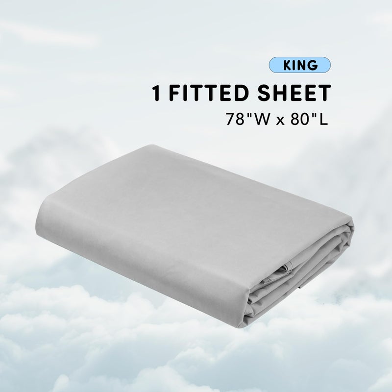 Comfort Spaces Coolmax Moisture Wicking Fitted Sheet ONLY Super Soft, Fade Resistant, All Elastic Deep Pocket Fits Up to 16" Mattress - Warm Weather Cooling Sheets for Night Sweats, King, Grey - Image 2