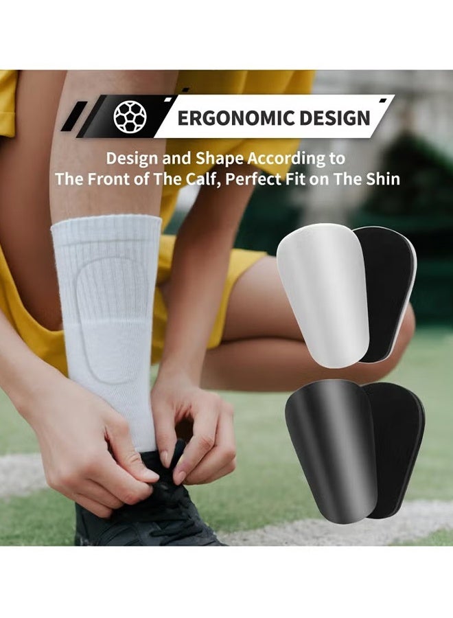 KANGLI 2 Pairs Soccer Extra Mini Shin Guards for Toddler Kids Youth and Adults, Ultra Miniature Shin Guards Soccer, Extra Small Shin Pads so Light and Comfortable (Black/White) - Image 2
