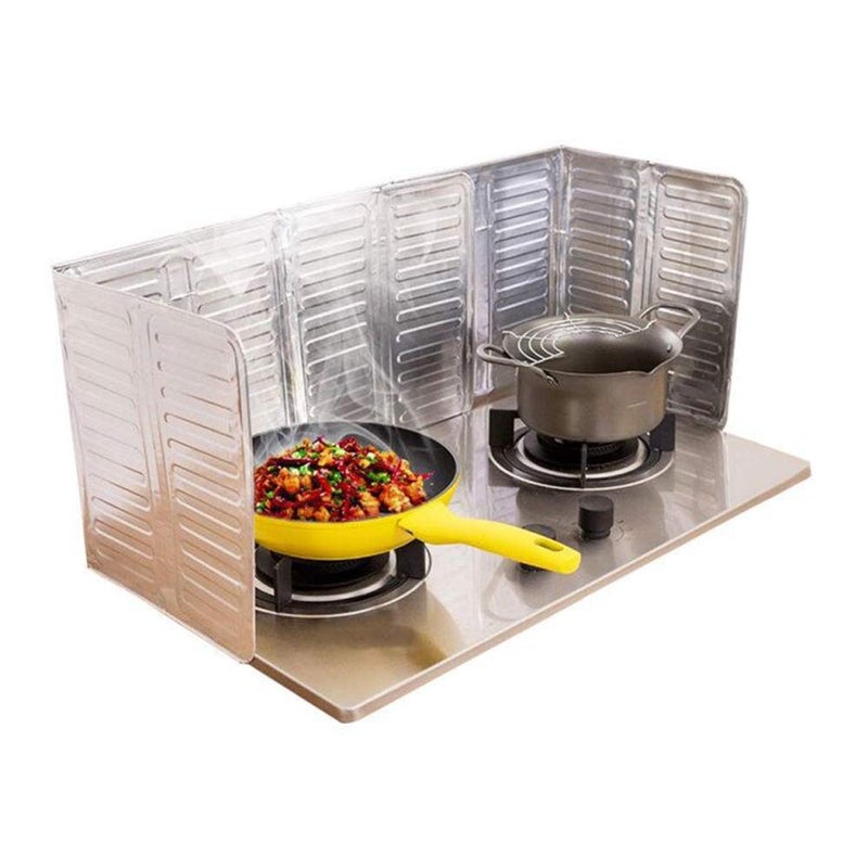 FEOOWV 2 قطع واقي زيت قابل للتصرف من الألمنيوم للموقد الغازي لوح شاشة تناثر الزيت أداة مطبخ مقاومة للزيت مناسبة للمطبخ وغرفة الطعام فضي