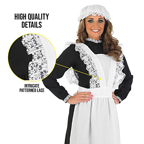 fun shack Victorian Maid Costume for Women, Long Sleeve Dress, Classic Maid Outfit, Elegant Victorian Style, Medium - Image 4