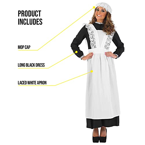 fun shack Victorian Maid Costume for Women, Long Sleeve Dress, Classic Maid Outfit, Elegant Victorian Style, Medium - Image 3