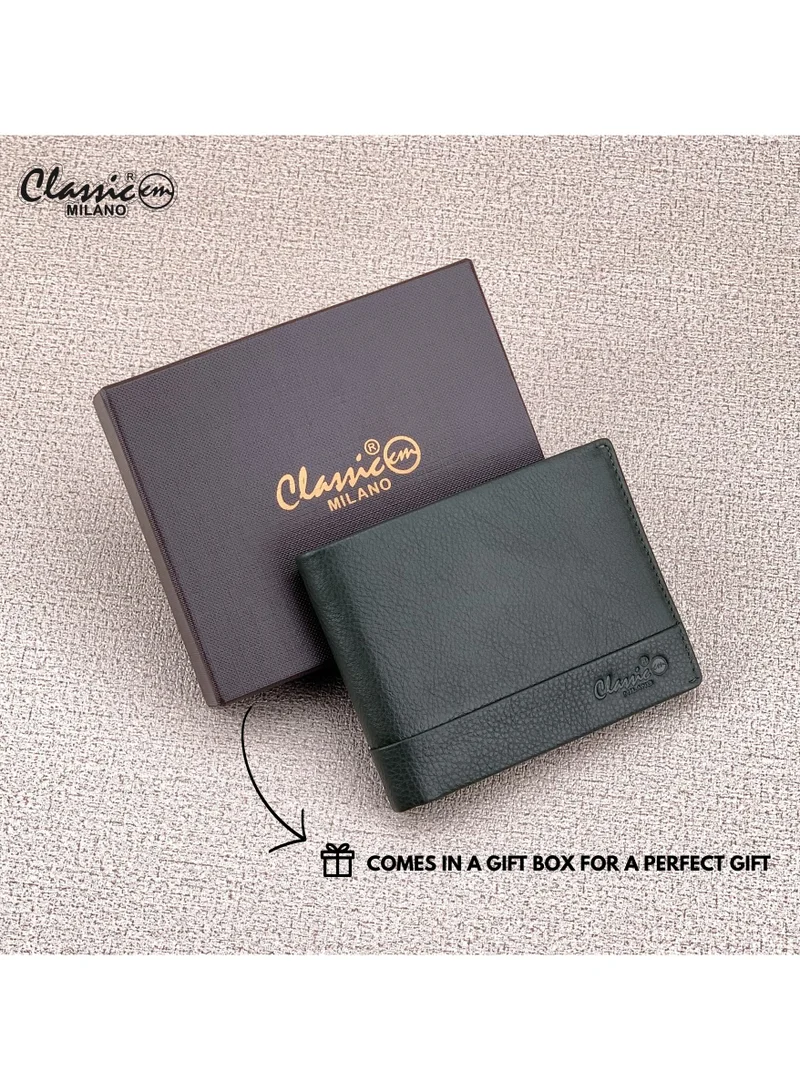 Classic Milano Green (CNH-5) Classic Milano Genuine Leather Wallet for Men – Slim Bifold Men’s Wallet with RFID Blocking, Multiple Card Slots – Stylish Mens Purse Wallets Gift for Husband, Father for Men | Best Price UAE