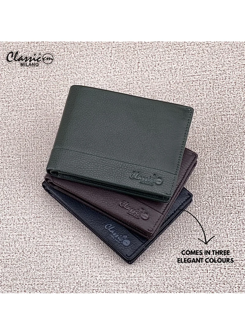 Classic Milano Green (CNH-5) Classic Milano Genuine Leather Wallet for Men – Slim Bifold Men’s Wallet with RFID Blocking, Multiple Card Slots – Stylish Mens Purse Wallets Gift for Husband, Father for Men | Best Price UAE