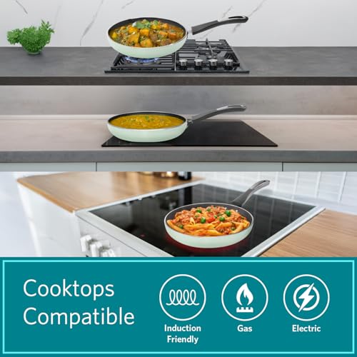 VAYA Hautechef Non-Stick Frypan 24cm, with 3-Layer ILAG Swiss Technology Coating, PFOA-Free, Induction Friendly, with Soft-Touch Grey Handle, Color -Winter Mint - Image 5