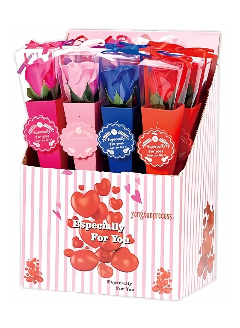 Home Smart Home Smart Scented Rose Soap Flower Set of 4 Pcs Assorted Color for Girls Friend Couple and Mother's Birthday Valentine Day Anniversary Gift or Special Occasions  - Image 1