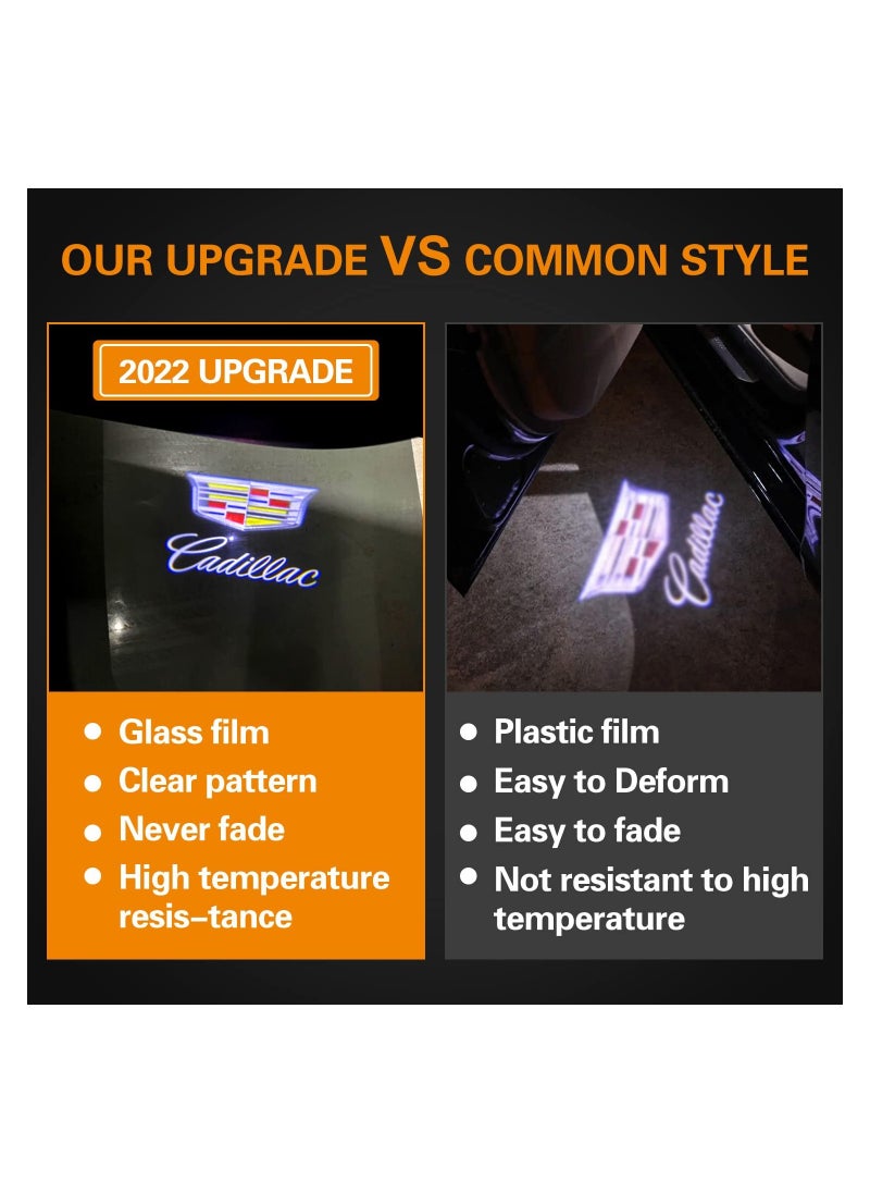 SYOSI - 2PCS Car Door LED Logo Light Replacement for Cadillac, 3D Ghost Shadow Puddle Lights Never Fade 3D LED Car Light Car Door Logo LED Ghost Shadow Light LED Logo Shadow Lights for CT6 XT4 XT5 XTS ATS SRX - Image 1