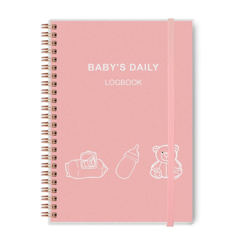 Tiankool Baby's Daily Log Book - A5 Baby Care planner for Newborns, Schedule for Tracking Newborn's Daily Routine, 152 Easy to Fill Pages Track and Monitor Nursing, Sleep, Feeding, Diapers, Pumping - Pink - Image 1