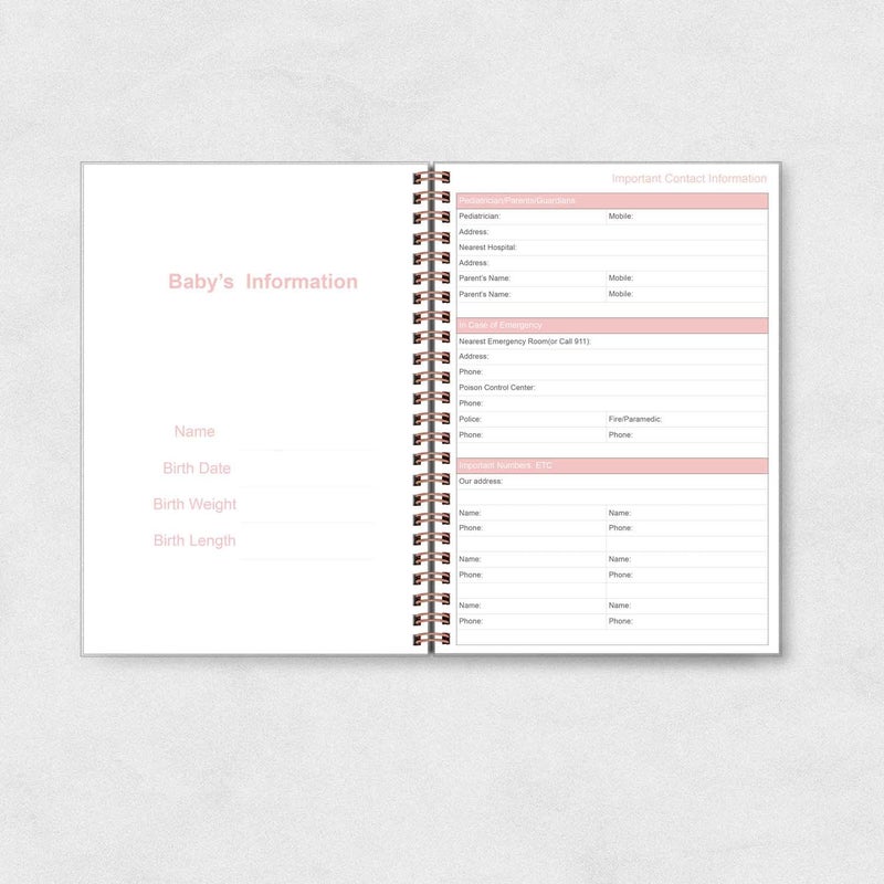 Tiankool Baby's Daily Log Book - A5 Baby Care planner for Newborns, Schedule for Tracking Newborn's Daily Routine, 152 Easy to Fill Pages Track and Monitor Nursing, Sleep, Feeding, Diapers, Pumping - Pink - Image 4