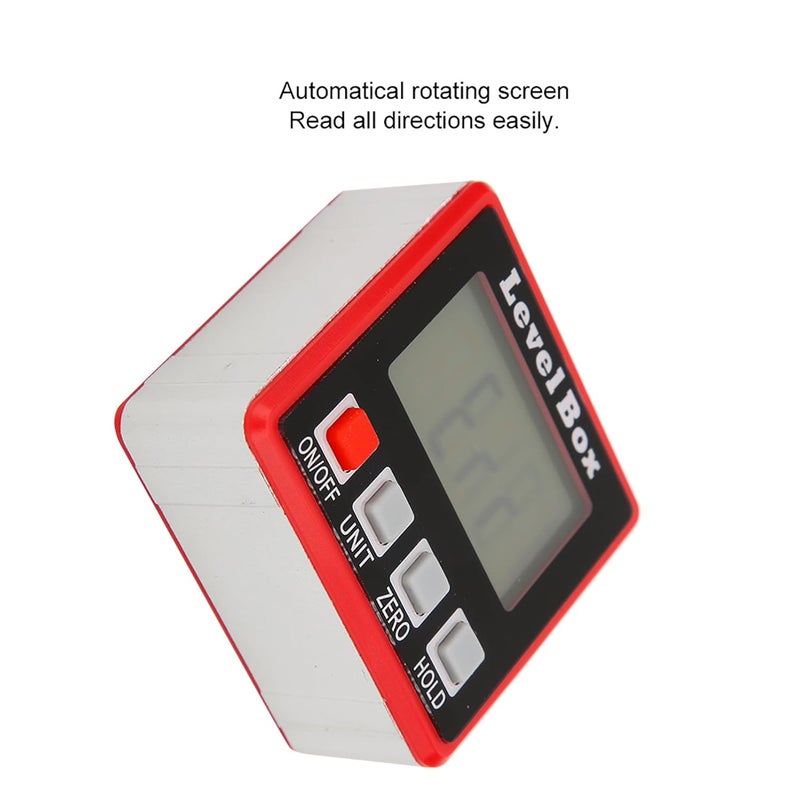Digital Angle Meter with LCD Screen Auto Backlight 4 Buttons Built in Magnet 4x90 Degree Measurement - Image 5