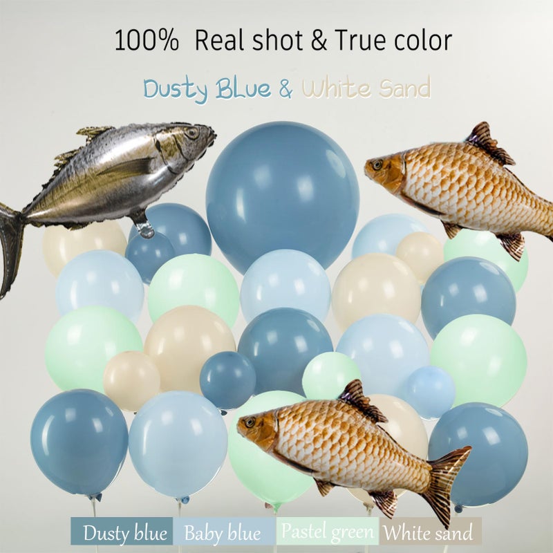 yeewaka Fishing Birthday Party Decorations Blue pastel green Gone Fishing Balloon Garland Arch Kit with Gaint Fish Balloons for Fishing Themed Baby Shower Party Decorations - Image 3