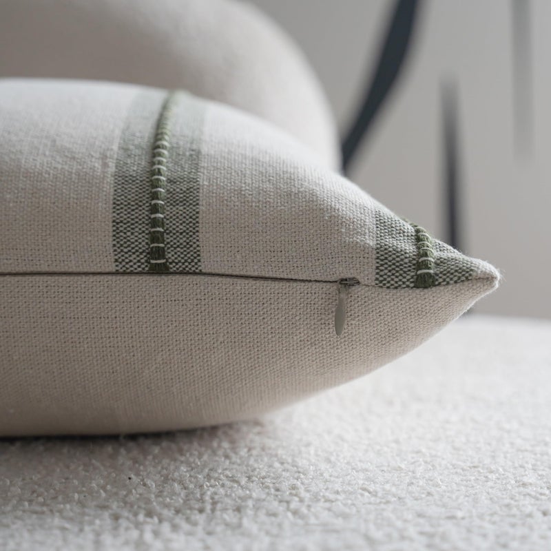 Cethom Boho Throw Pillow Covers 20x20 Set of 2, Olive Green Striped Decorative Pillow Cases for Couch Chair Bed, Textured Farmhouse Modern Accent Cushion Covers for Living Room Bedroom Sofa Home Decor - Image 2