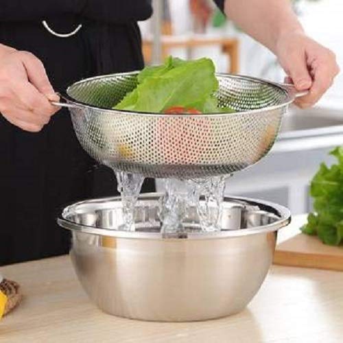 Luxafare Stainless Steel Vegetable WashingDrain Basket Rice sieving Multiuse Fruit BasketSilver - Image 2