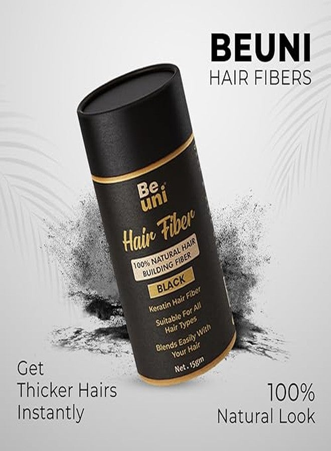 Beuni Hair Fibers for Thickening Undetectable & Natural - Completely Conceals Hair Loss in 15 Sec - Thickener & Topper for Fine for Women & Men Hair Fibre Black-15gm - Image 3