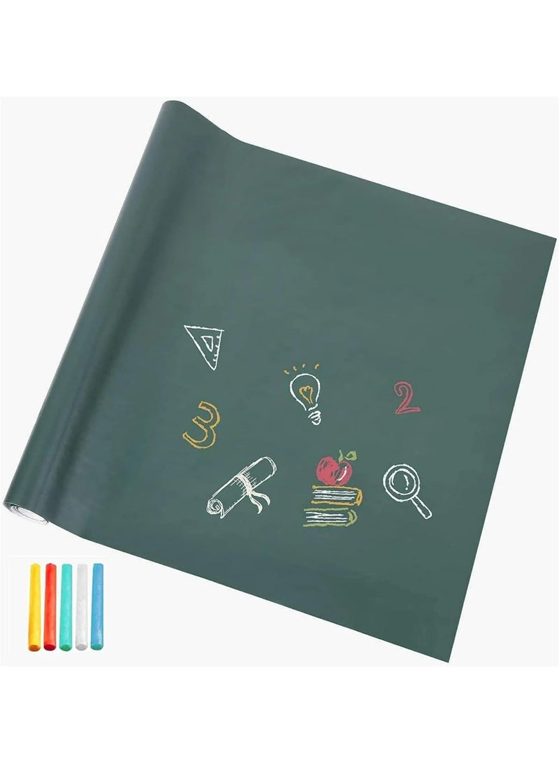 Extra-Large Green Chalkboard Sticker Roll 45×200 cm – Removable Blackboard Wall Sticker Made of High-Quality PVC, Easy to Write & Erase, Supports Chalk and Traditional Whiteboard Markers – Peel & Stick Blackboard Paper for Walls, Doors, Tables, Appliances – Ideal for Home, Office, School – Includes 4 Chalk Pieces - Image 1