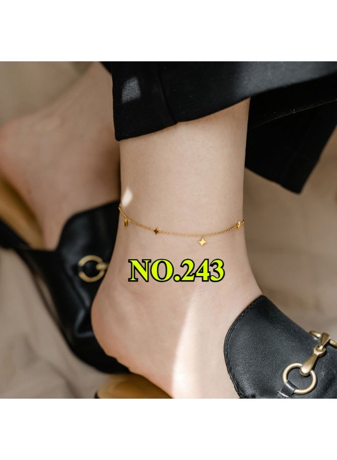 يوكانبي طقم خلخال فاخر للنساء – بطبقات متعددة، مطلي بالذهب عيار 18 والذهب الوردي، مزين باللؤلؤ والفراشة والعملات، تصاميم متنوعة - Image 3