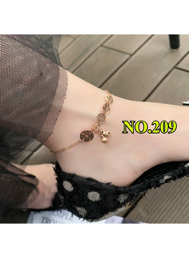 يوكانبي طقم خلخال فاخر للنساء – بطبقات متعددة، مطلي بالذهب عيار 18 والذهب الوردي، مزين باللؤلؤ والفراشة والعملات، تصاميم متنوعة - Image 2