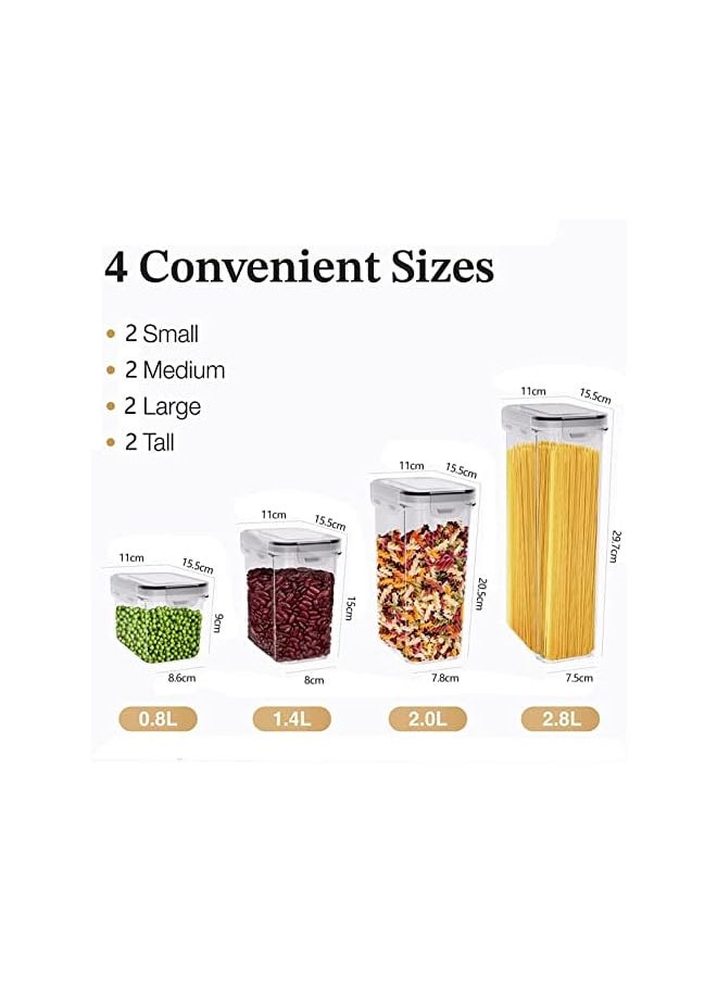 X spring - Airtight Food Storage Container Set, 8 Pcs Clear Food Storage Container with Lid, BPA-free Cereal and Snack Containers with Lables and Small Spoon for Kitchen Pantry Organization and Storage - Image 1