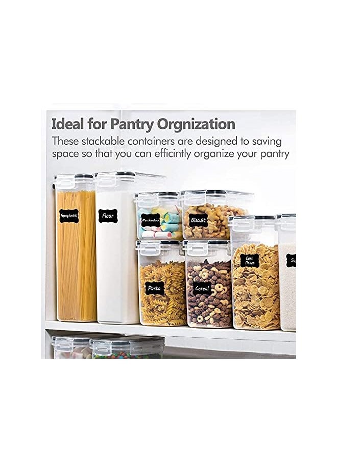 X spring - Airtight Food Storage Container Set, 8 Pcs Clear Food Storage Container with Lid, BPA-free Cereal and Snack Containers with Lables and Small Spoon for Kitchen Pantry Organization and Storage - Image 1