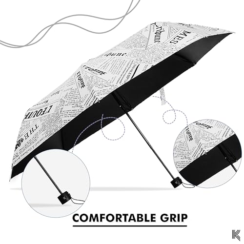 Kraptick News-Paper Printed Umbrella, Umbrella for Rain, Wind Proof Umbrella, Water-Proof Umbrella for Men/Women/Boys/Girls/Kids, Travel Umbrella with Manual Mechanisms for Open and Close (White) - Image 4