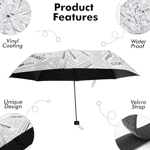 Kraptick News-Paper Printed Umbrella, Umbrella for Rain, Wind Proof Umbrella, Water-Proof Umbrella for Men/Women/Boys/Girls/Kids, Travel Umbrella with Manual Mechanisms for Open and Close (White) - Image 5