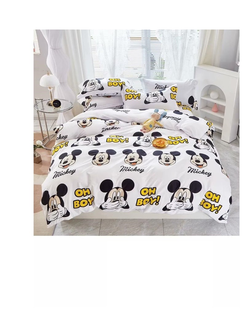 BAIG 3D Comforters Queen Size Cartoon characters bedding set with fixed duvet insert, fitted bedsheet and pillowcase, 4-Pieces set QU5 