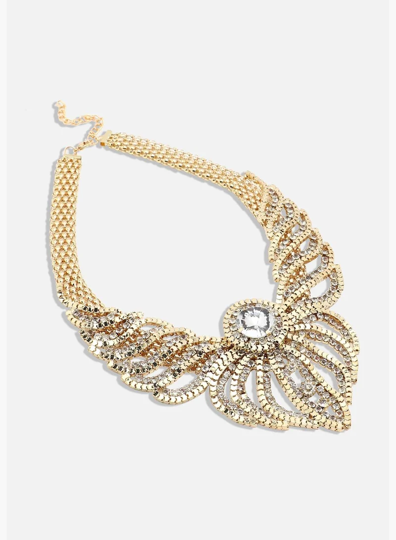 SOHI Gold Plated Designer Beaded Party Wear Necklace For Women