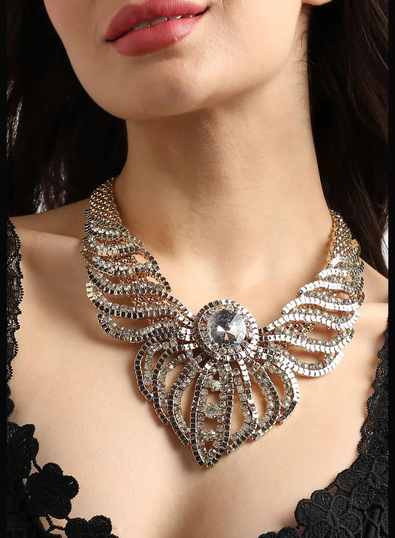 SOHI Gold Plated Designer Beaded Party Wear Necklace For Women