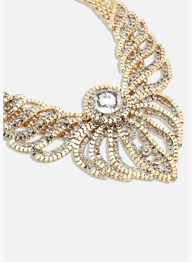 SOHI Gold Plated Designer Beaded Party Wear Necklace For Women