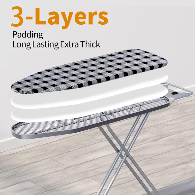 Jakeefud Ironing Board 13" X 43" W/Height Adjustable,Safety Iron Rest,Extra Heavy Cover,Heat & Scorch Resistant Fabric, Anti-Skid Feet,Easy to Fold - Image 5