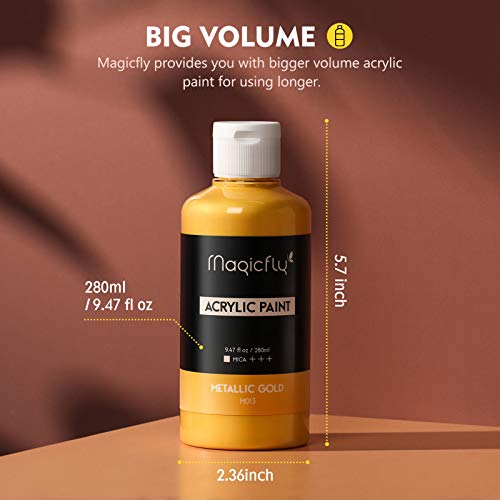 Magicfly Acrylic Paint Set, 14 Vibrant Colors (280ml / 9.47oz Each), Large Bulk Acrylic Paints for Artists & Beginners, Rich Pigment Craft Paint for Canvas, Wood, Ceramic, Fabric - Image 4