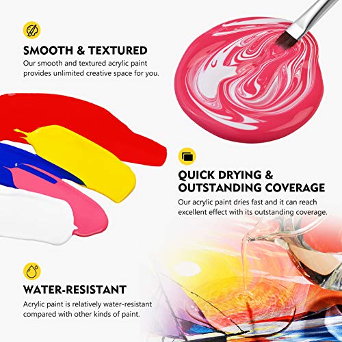 Magicfly Acrylic Paint Set, 14 Vibrant Colors (280ml / 9.47oz Each), Large Bulk Acrylic Paints for Artists & Beginners, Rich Pigment Craft Paint for Canvas, Wood, Ceramic, Fabric - Image 2