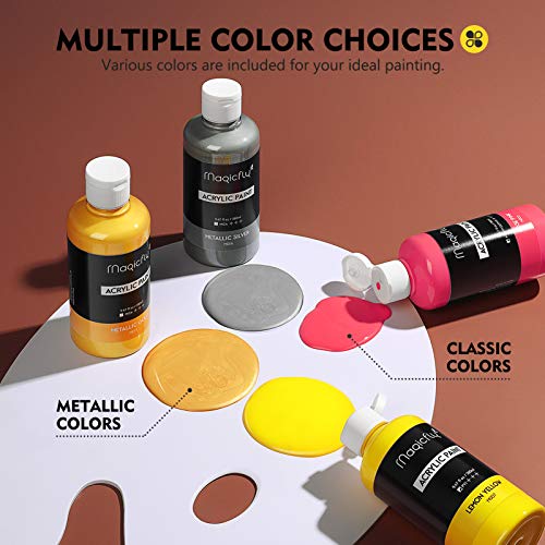 Magicfly Acrylic Paint Set, 14 Vibrant Colors (280ml / 9.47oz Each), Large Bulk Acrylic Paints for Artists & Beginners, Rich Pigment Craft Paint for Canvas, Wood, Ceramic, Fabric - Image 3